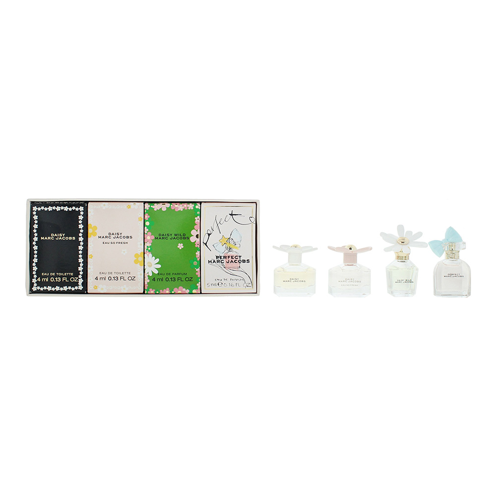 Marc Jacobs 4 Piece Gift Set: Daisy Wild Eau De Parfum 4ml - Perfect Eau De Parfum 5ml - Daisy Eau So Fresh Eau De Toilette 4ml - Eau De Toilette 4ml