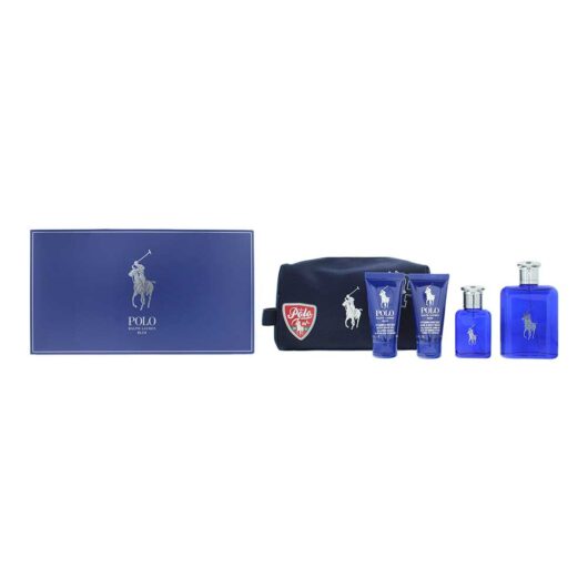 Ralph Lauren Polo Blue 4 Piece Gift Set: Eau De Toilette 125ml - Eau De Toilette 40ml - Shower Gel 50ml - Aftershave Balm 50ml