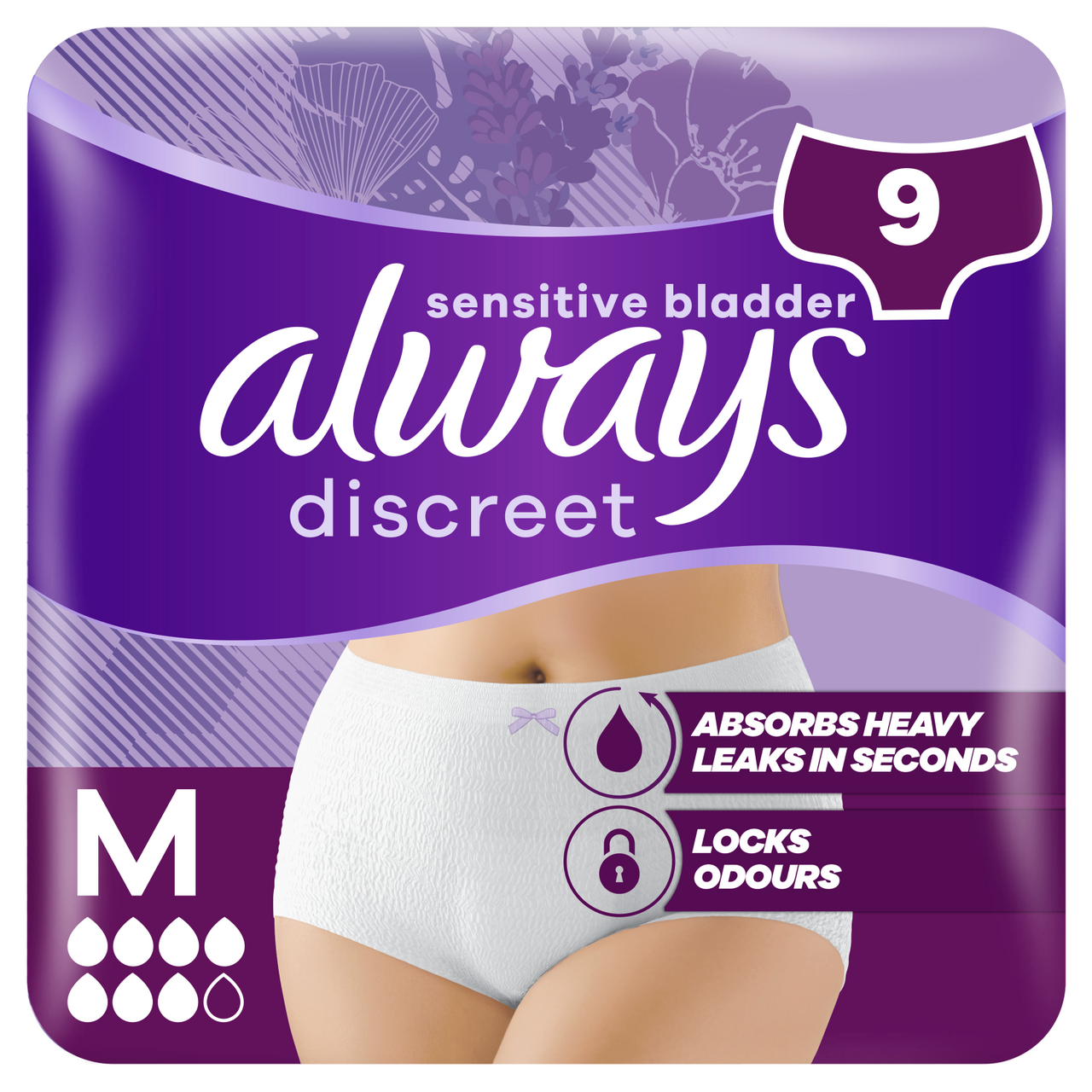 Always Discreet Incontinence Pants Women Medium 9 Pants