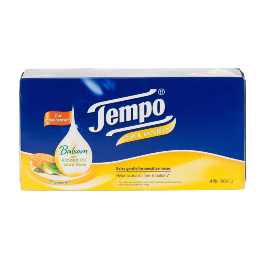 Tempo Balsam Soft & Sensitive Tissues Almond Oil & Aloe Vera 80 Tissues
