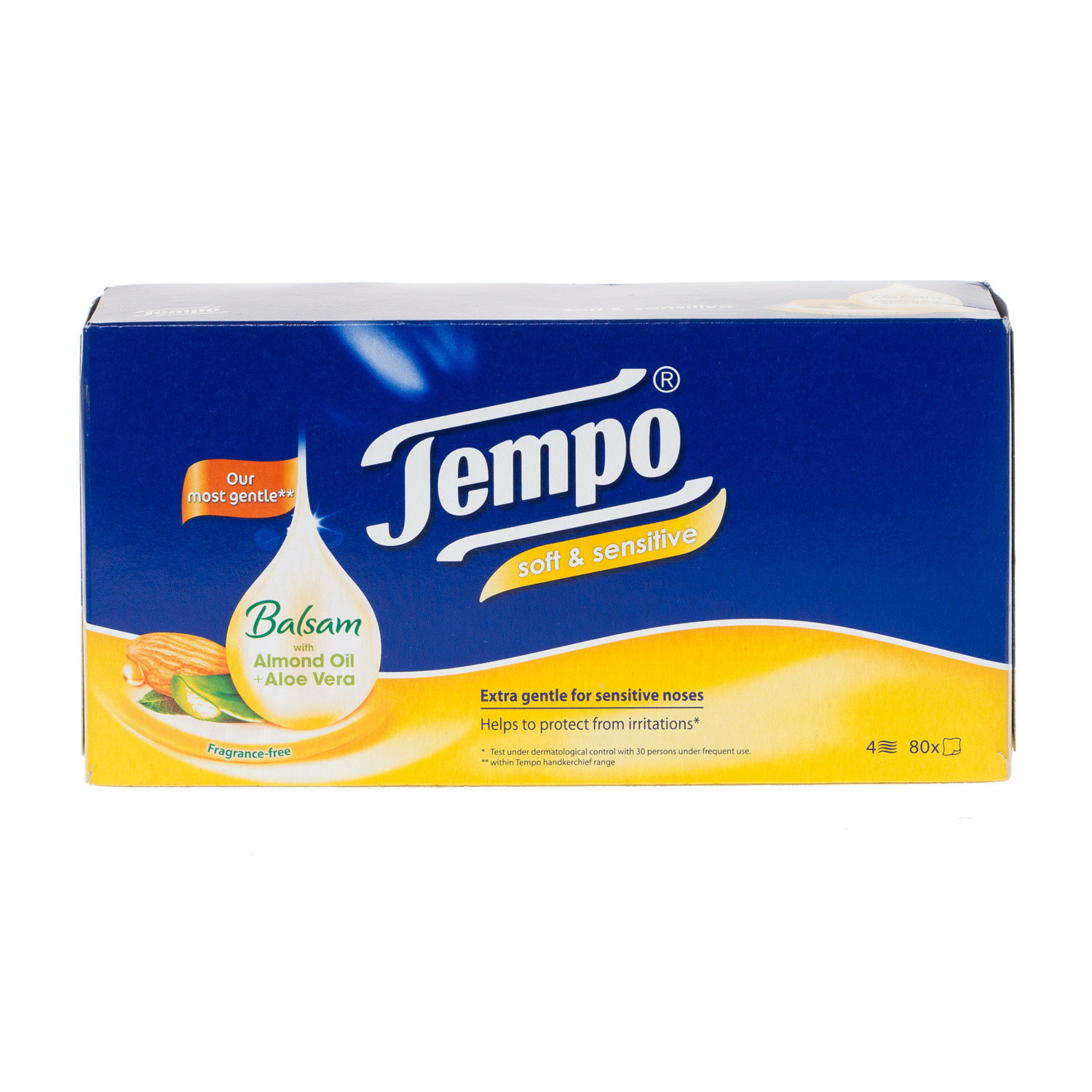 Tempo Balsam Soft & Sensitive Tissues Almond Oil & Aloe Vera 80 Tissues