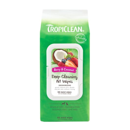 TropiClean Deep Cleaning Wipes for Dogs and Cats 100s