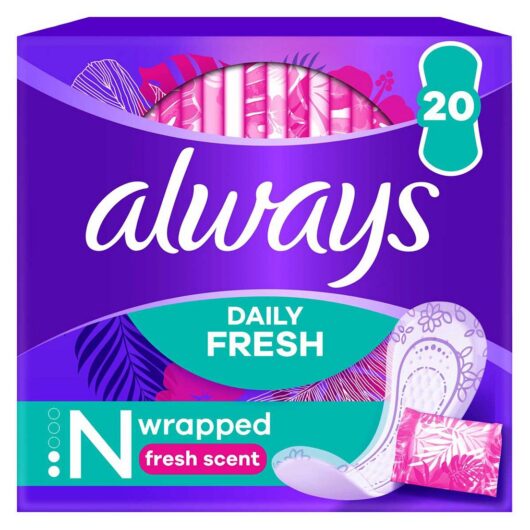 Always Dailies Singles Normal To Go Panty Liners Fresh X 20