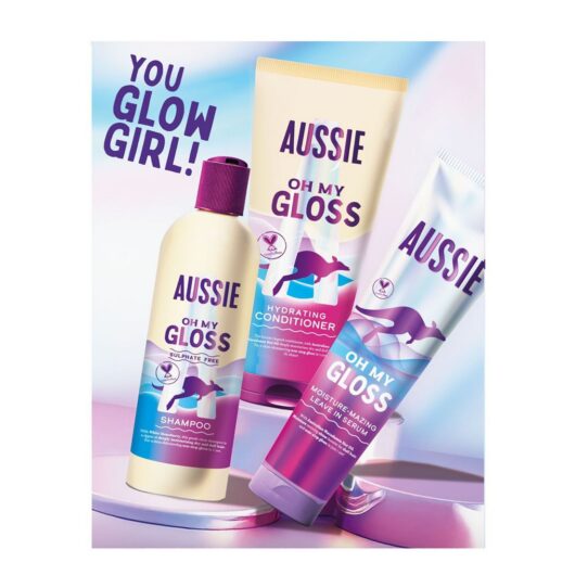 Aussie Oh My Gloss Hydrating Giftset: Shampoo, Conditioner, Leave-In Serum