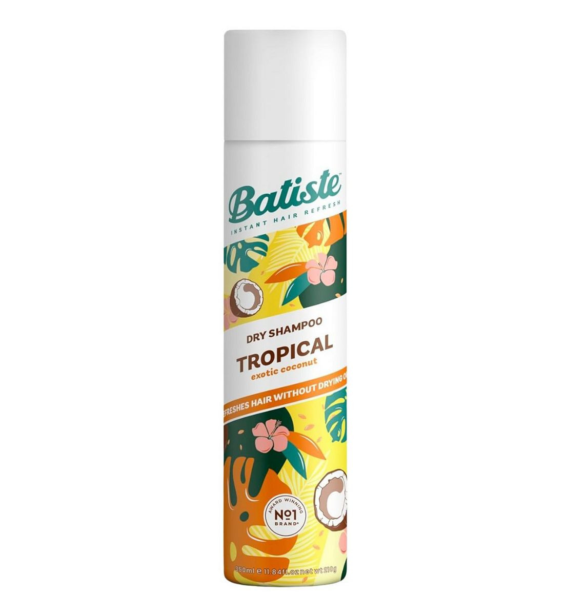 Batiste Dry Shampoo Tropical, Exotic Coconut Fragrance Hair Shampoo, 350ml