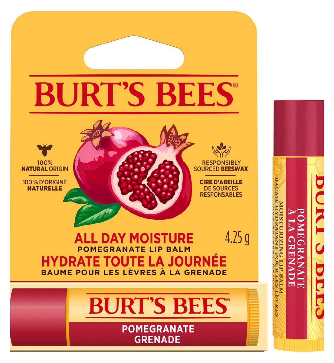 Burt's Bees Burt'S Bees Moisturising Pomegranate Lip Balm, 100% Natural Origin, 4.25g