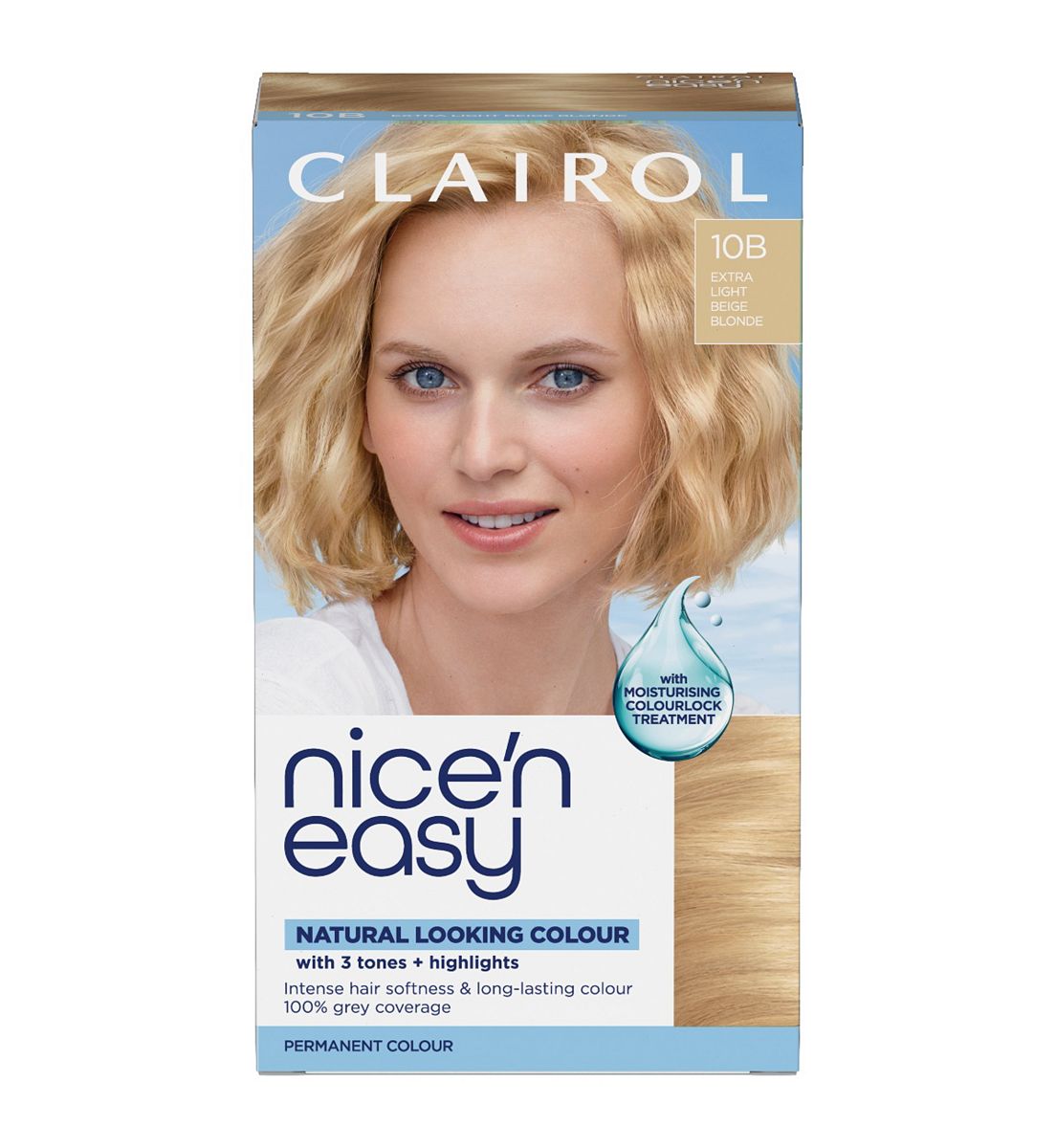 Clairol Nice'n Easy Crème Oil Infused Permanent Hair Dye 10B Extra Light Beige Blonde 177Ml (Formerly Shade 9.5B)