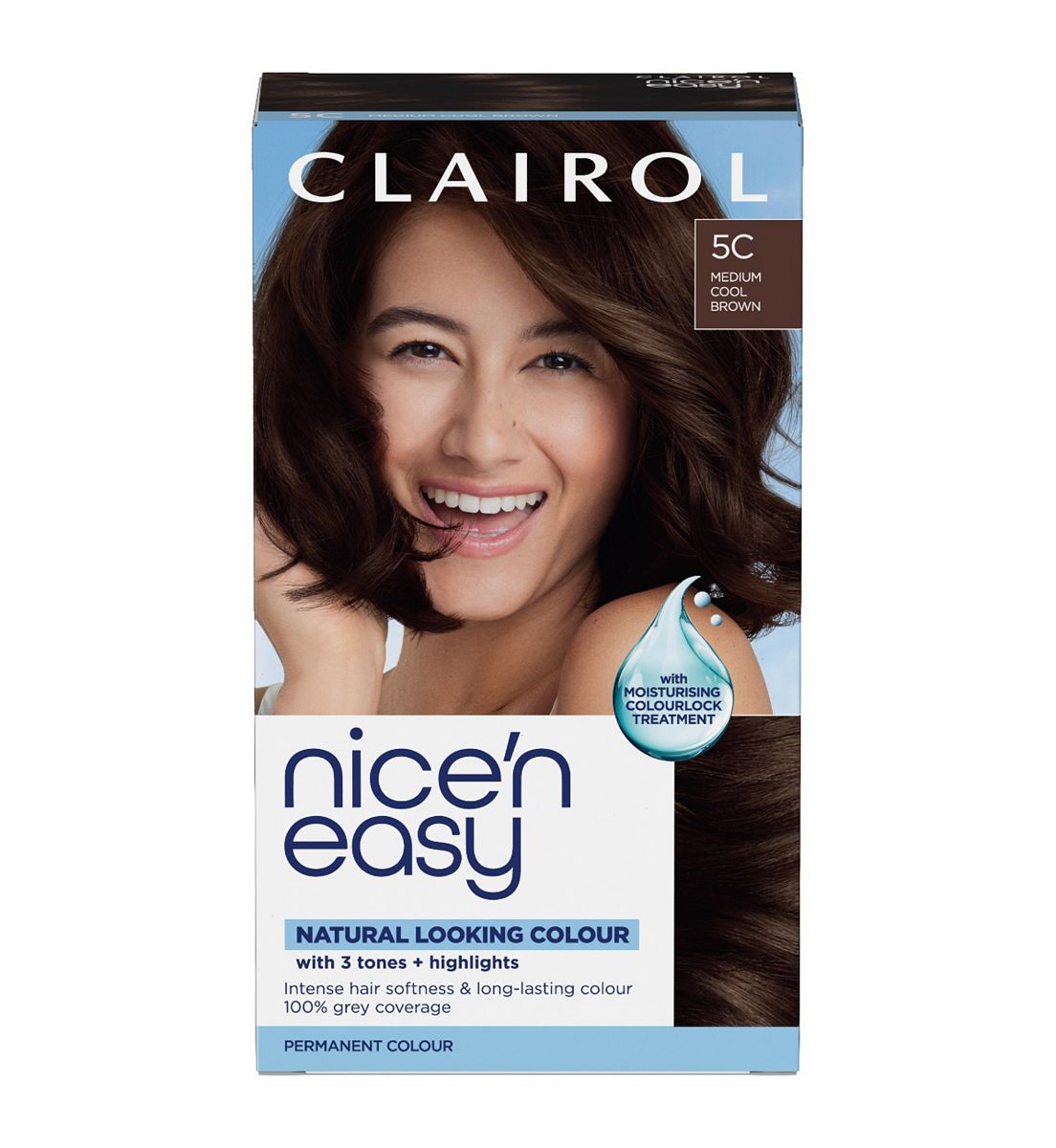 Clairol Nice'n Easy Crème Oil Infused Permanent Hair Dye 5C Medium Cool Brown 177ml