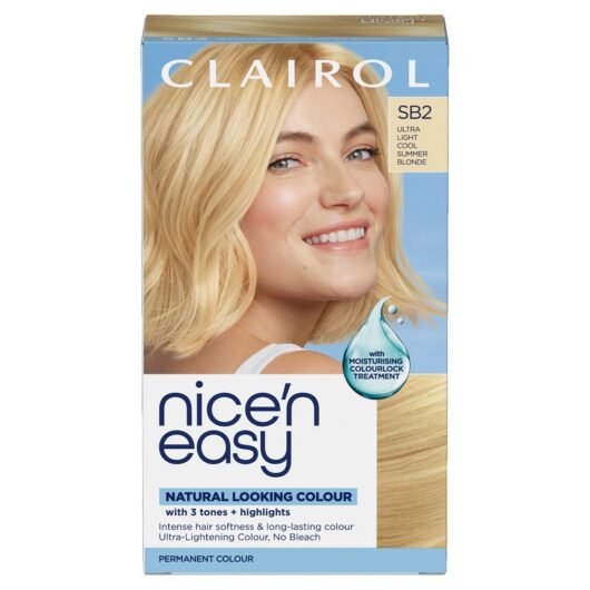 Clairol Nice'n Easy Crème Oil Infused Permanent Hair Dye Sb2 Ultra Light Cool Summer Blonde 177ml