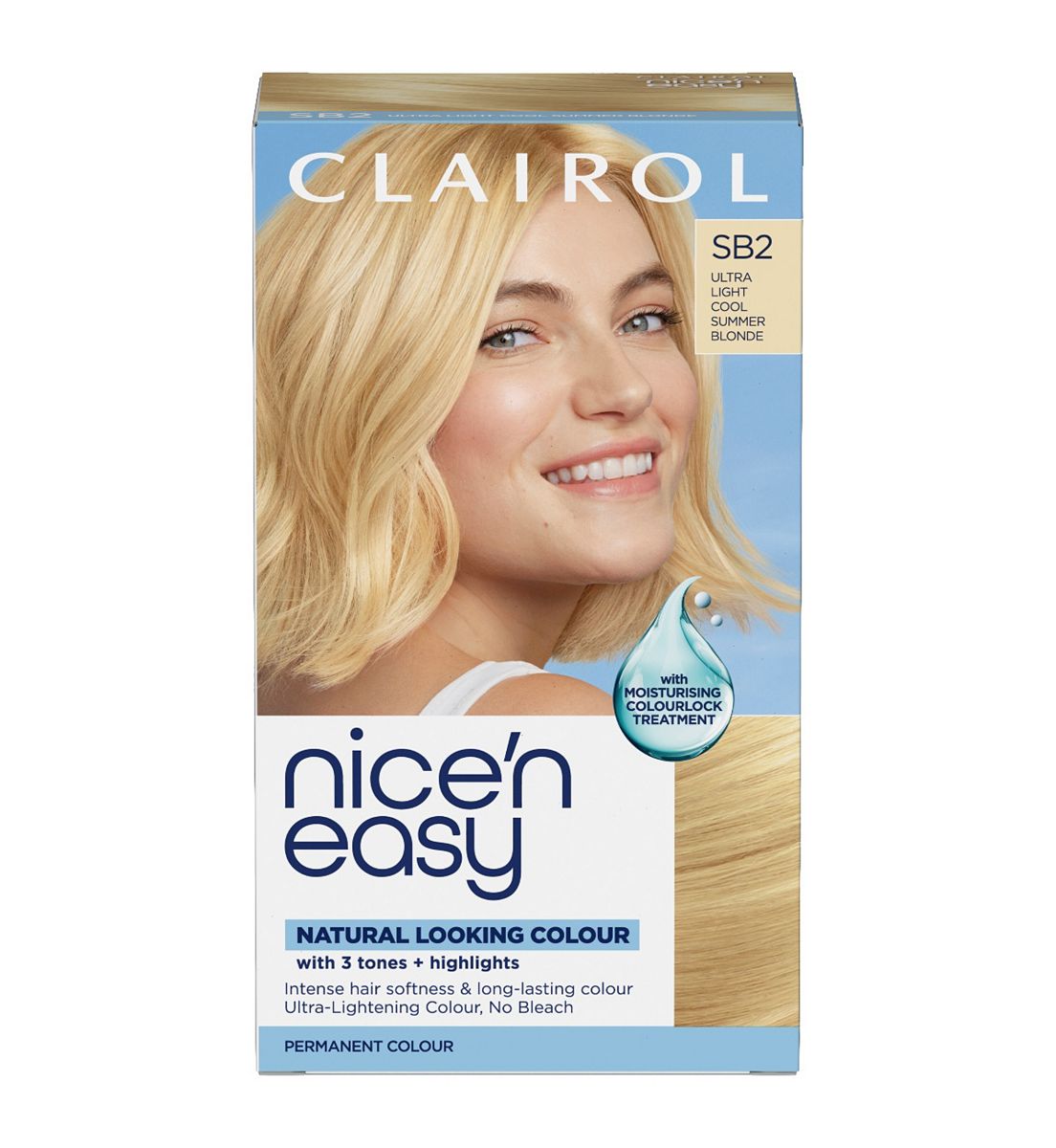 Clairol Nice'n Easy Crème Oil Infused Permanent Hair Dye Sb2 Ultra Light Cool Summer Blonde 177ml
