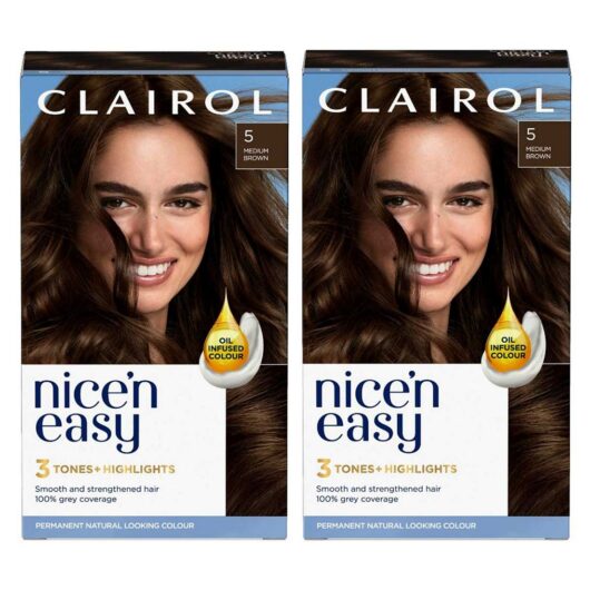 Clairol Nice'n Easy Permanent Hair Dye 5 Medium Brown Bundle