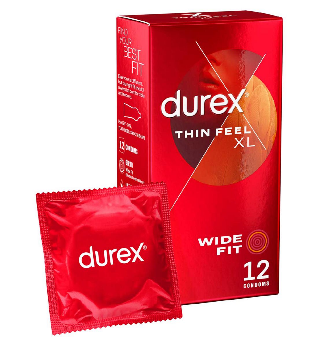 Durex Thin Feel Xl Condoms More Sensitivity - Wide Fit 12 Pack