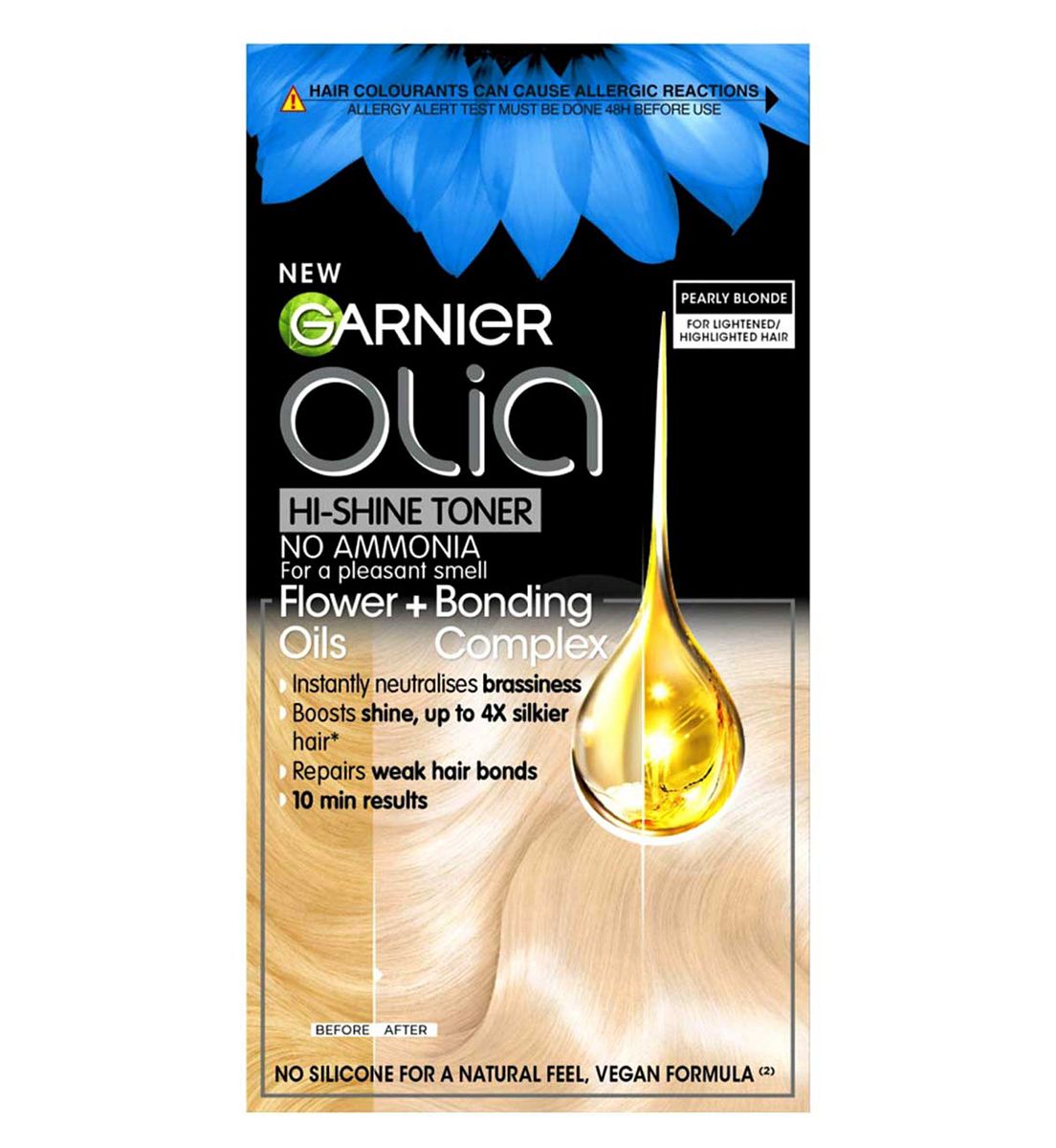 Garnier Olia 10.02 Pearly Toner: Hi-Shine, Neutralises Brassy Tones, For Luminous, Blonde, 243g