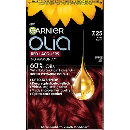 Garnier Olia 7.25 Vinyl Blush Red Lacquer: Intense, Shiny Reds, No Ammonia, For Vibrant, Deep Color