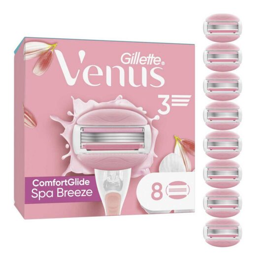 Gillette Venus Razor Blades, Comfortglide Spa Breeze 3 Blade Women's Blades X8 Br/>