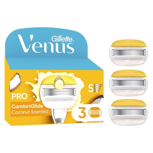 Gillette Venus Razor Blades, Pro Comfortglide Coconut With Olay 5 Blade Women's Blades X3