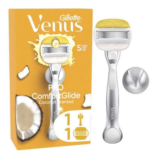 Gillette Venus Razor, Pro Comfortglide Coconut Scented With Olay 5 Blade Women's Razor + Shower Hook