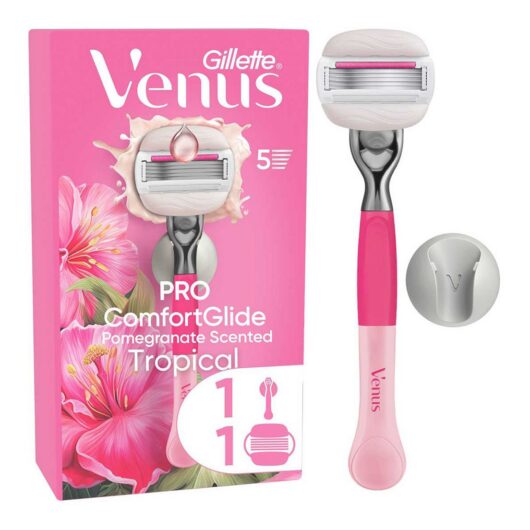 Gillette Venus Razor, Pro Comfortglide Pomegranate Scented Tropical 5 Blade Women's Razor + Shower Hook