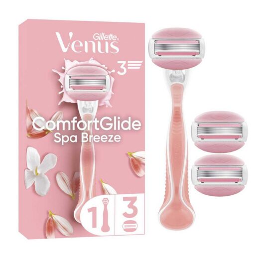 Gillette Venus Starter Kit, Comfortglide Spa Breeze 3 Blade Women's Razor + Blades Refills