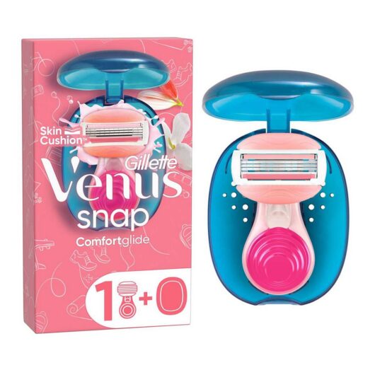 Gillette Venus Travel Razor, Extra Smooth Snap 3 Blade Women's Razor + Case