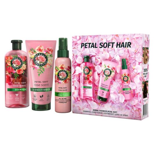 Herbal Essences Rose Scent Petal Soft Giftset: Shampoo, Conditioner, Leave-In Spray Br/>