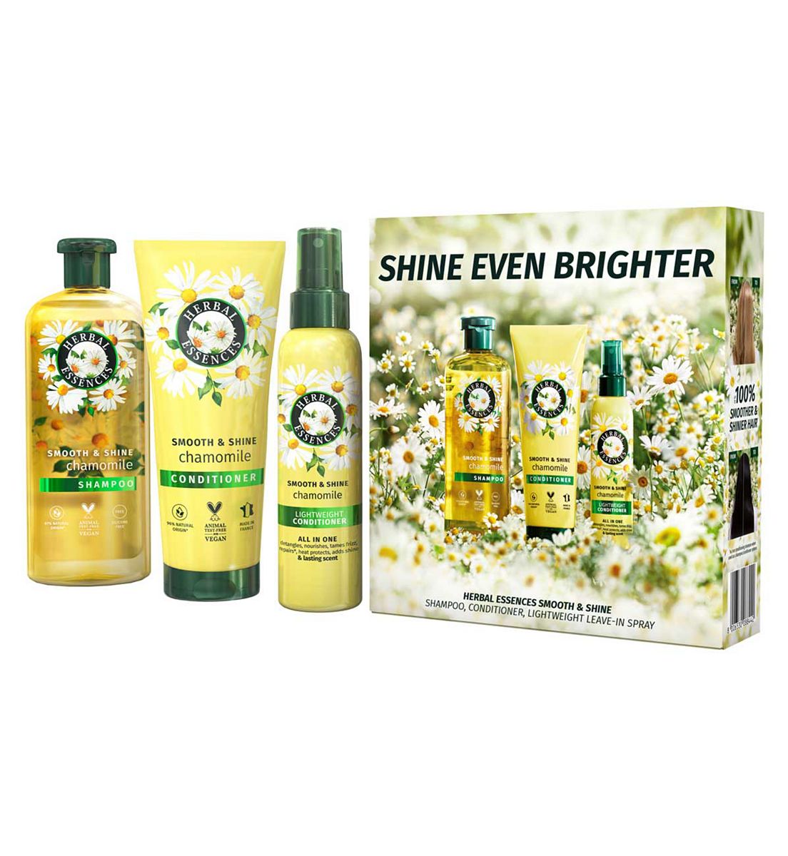 Herbal Essences Smooth & Shine Chamomile Giftset: Shampoo, Conditioner, Leave-In Spray Br/>