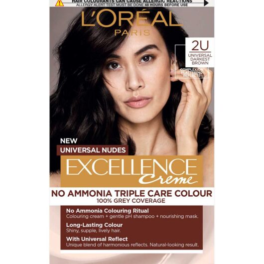 L'Oreal Excellence Nudes 2U Darkest Brown: Flattering Reflect, 100% Grey Coverage, Natural Tone.