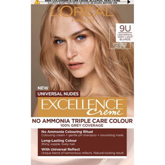 L'Oreal Excellence Nudes 9U Very Light Blonde: Flattering, Grey Coverage, For A Natural Tone.