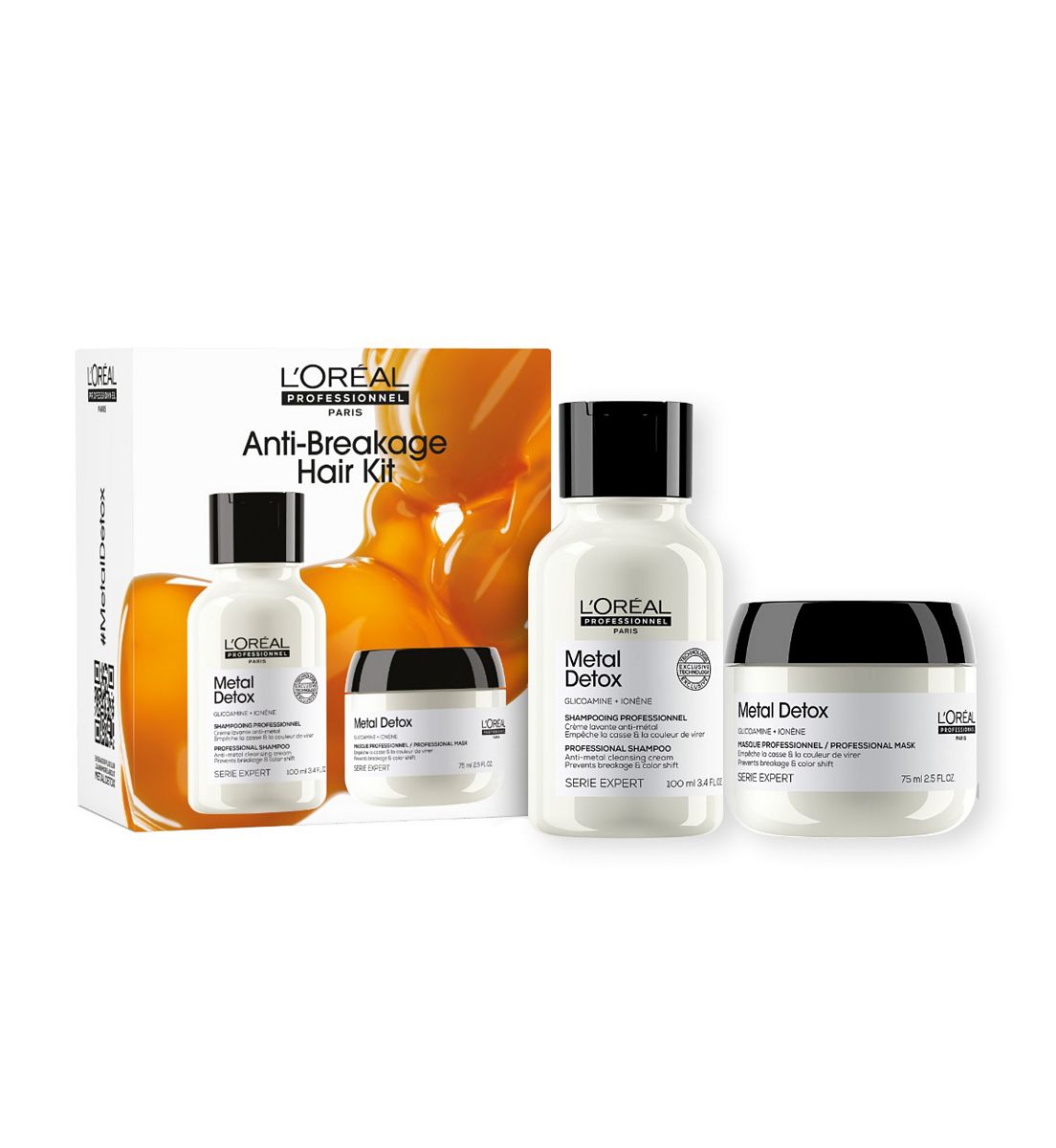 L'Oreal Professionnel Metal Detox Shampoo & Hair Mask Discovery Mini Gift Set, Prevent Damage From Hard Water 100ml, 75ml