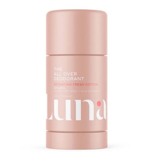 LUNA DAILY The Hydrating All Over Deodorant Natural Non Staining Aluminium Free Body Stick Fresh Cotton 70g
