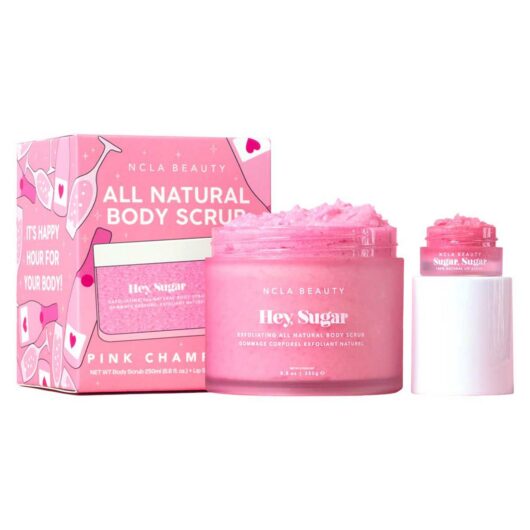 NCLA Beauty Ncla Hey Sugar Pink Champagne Lip & Body Scrub 2 Pcs Set - 5Ml Mini +250 ml