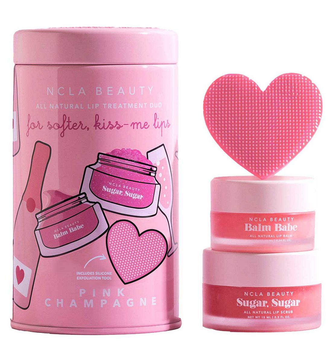 NCLA Beauty Ncla Pink Champagne Lip Care 2 Pcs Set - 10Ml Balm + 15Ml Scrub
