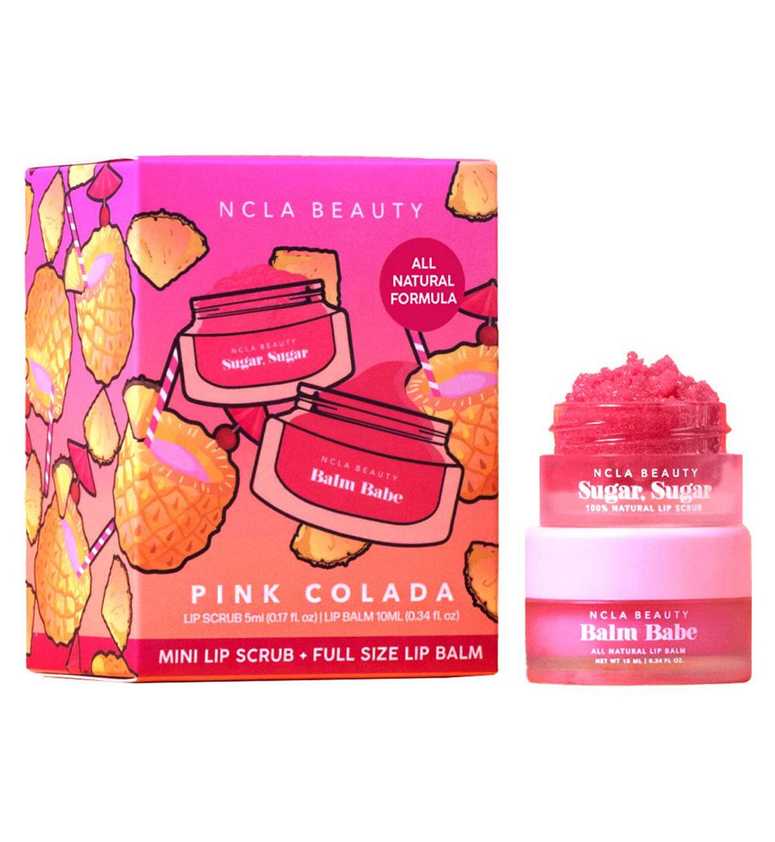 NCLA Beauty Ncla Pink Colada Lip Care 2 Pcs Set - 5Ml Mini Scrub + 10Ml Balm Br/>