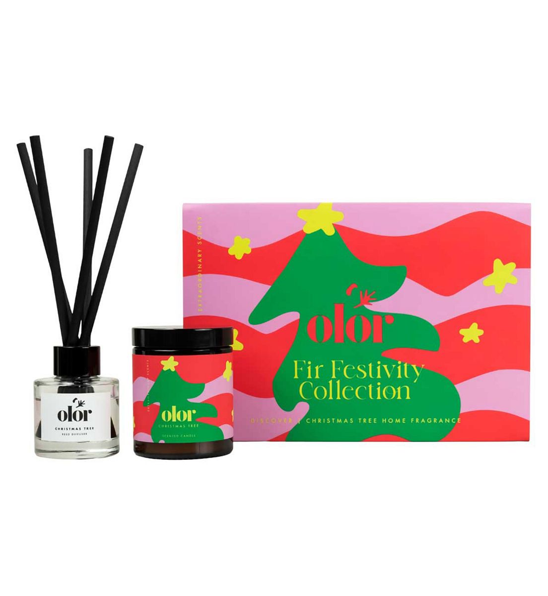 OLOR Fir Festivity Collection Candle And Diffuser Gift Set