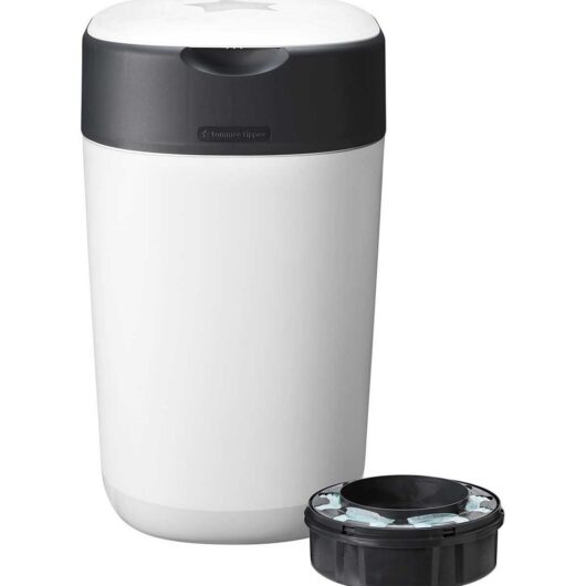 Tommee Tippee Twist & Click Advanced Nappy Bin, Includes 1X Refill Cassette, White