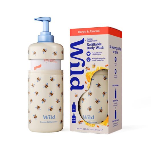 Wild Emma Bridgewater Bee Body Wash Case + Honey & Almond Refill 300ml